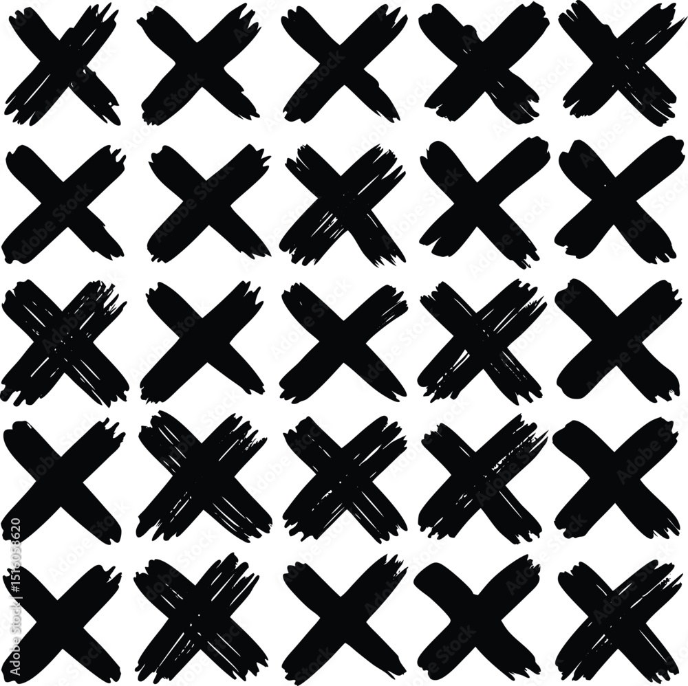 Poster bold black cross mark pattern seamless repeat texture background