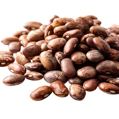 Obraz premium A pile of pinto beans with a matte finish, isolated on white, high-resolution close-up.