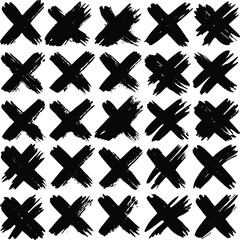 Obraz premium Abstract black cross pattern a collection of hand painted crosses on white background