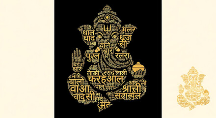 Spiritual Ganesha Poster in Hindi Font &ndash; Indian Culture Design