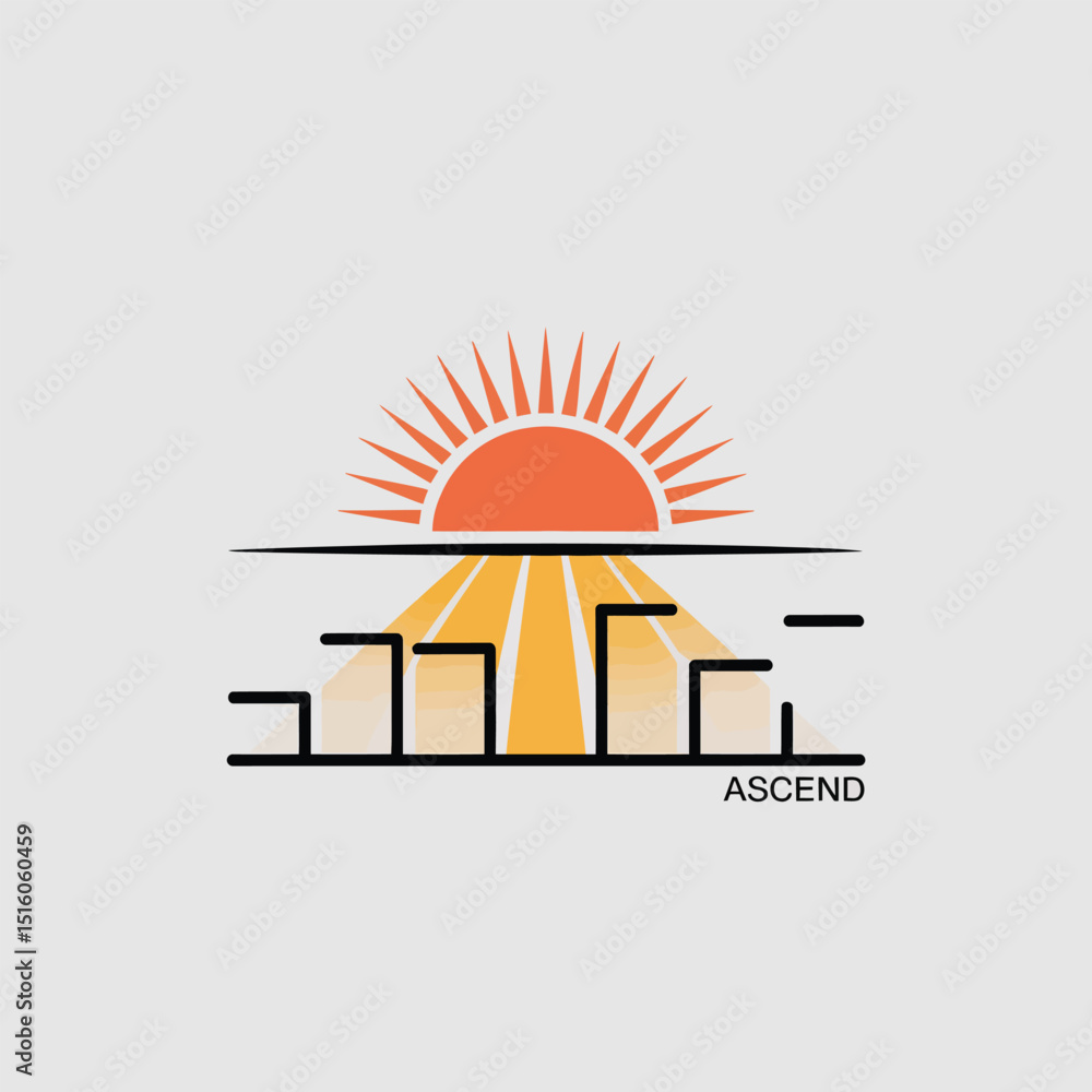 Poster abstract vector of a rising sun design depicting the concept of growth and progress suitable for bus