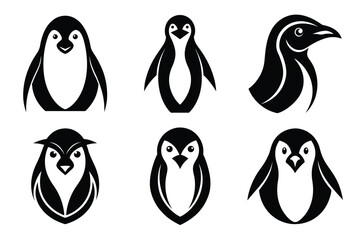 Penguin Head Silhouette Graphic Bundle Perfect for Modern Animal Illustration