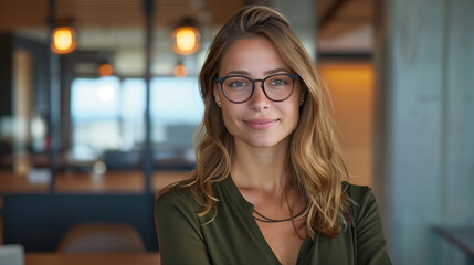 Obraz premium businesswoman in light office. Concept succesful women and good job