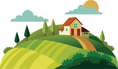 Obraz premium Hill with farmhouse