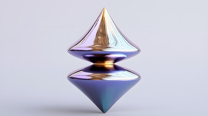 Abstract iridescent metallic sculpture art 3d render