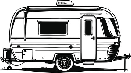 Retro Travel Trailer Camper Vector Illustration