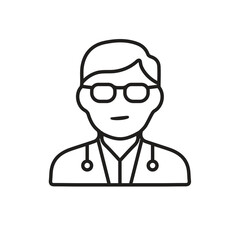 Medical icons. Doctors & Medical Personnel. doctor with white coat and stethoscope. prevention, health, diagnosis. Outline design style