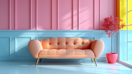 Cozy pink room with colorful cushions high resolution picture