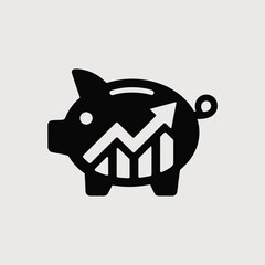 Piggy bank icon with upward trending financial chart vector illustration representing financial growth success and investment potential isolated on a white background