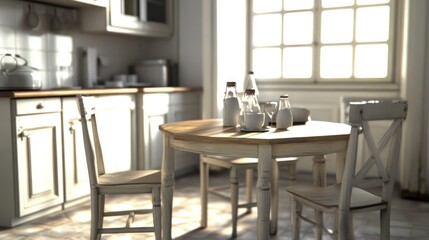 Sunlight streams into a charming, light-filled kitchen.