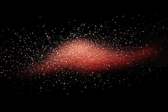 Cosmic dust cloud, reddish hue, scattered particles against black void - Powered by Adobe