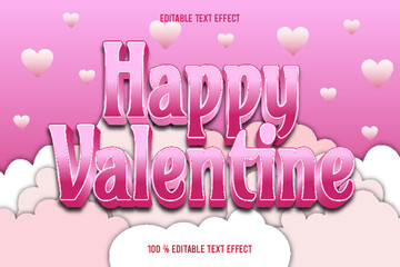 happy Valentine editable text effect 3d emboss modern style