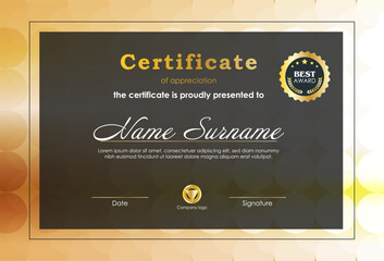 Certificate Of Achievement Award Template Design.