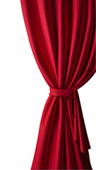 Elegant red curtain on black background drape with soft folds and a subtle texture for stage or presentation