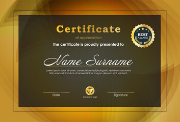 Certificate Of Achievement Award Template Design.