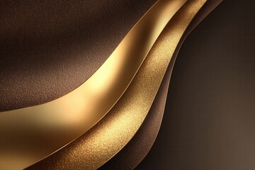 Elegant abstract background with flowing golden and brown waves