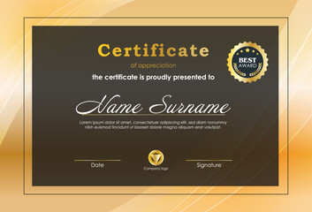 Certificate Of Achievement Award Template Design.