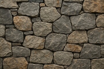 Fototapeta premium Natural stacked stone wall texture with earthy, rustic color tones. 