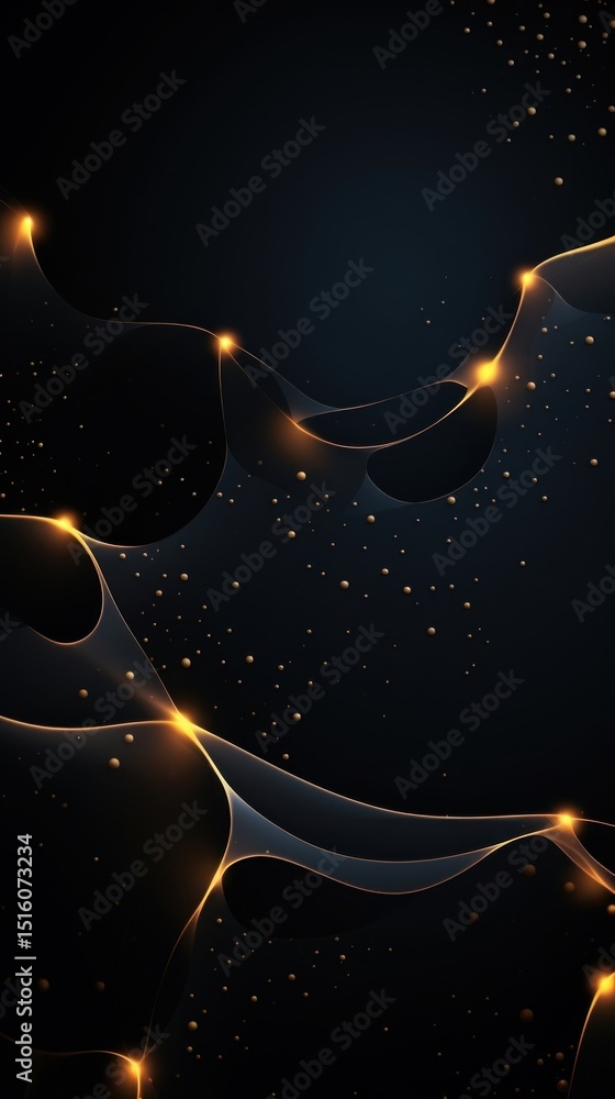 Poster glowing connected dots on dark backgrounds abstract pattern.