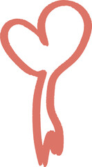 Unique hand-drawn heart with an elongated shape in red