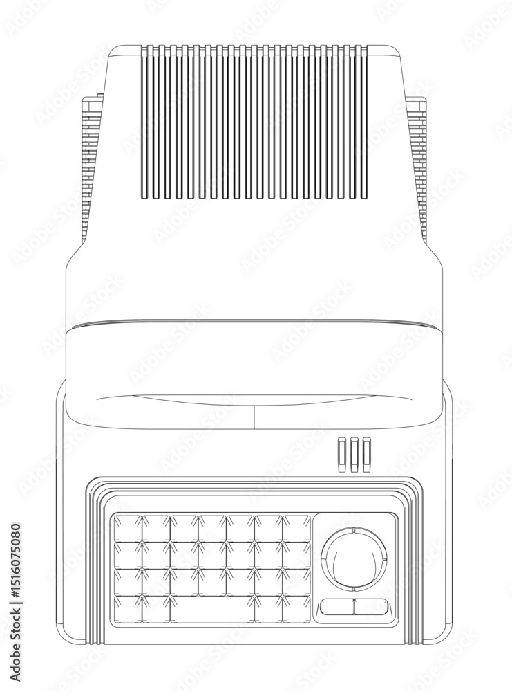 Poster a retro computer monitor is shown in a black and white drawing. the monitor is a desktop computer wi