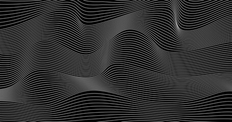 white horizon Abstract wavy lines on black background geography design