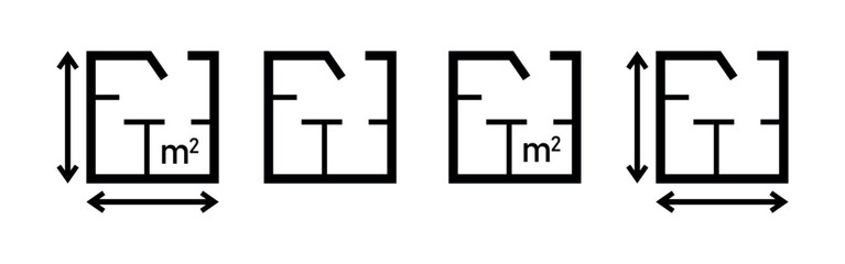 Floor Plan Vector with Area Measurement. Blueprint Layout Symbol, Real Estate and Space Planning