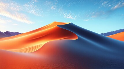 Stunning Desert Landscape with Vibrant Sand Dunes at Sunset