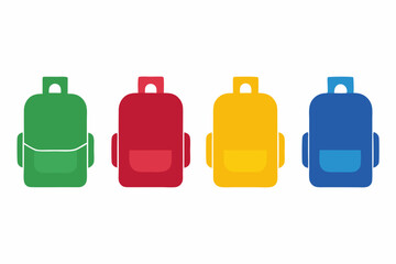 set of Backpack icon vector silhouette illustration isolated on white background