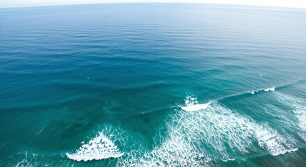Blue wavy sea photo with vivid volors, generative ai.