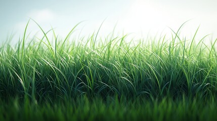 Lush Green Grass Under Soft Natural Light in a Clear Sky