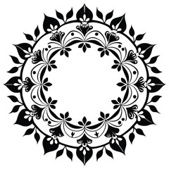 Floral wreath design with leaves and flower illustrations