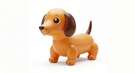 3d inflatable daschund dog toy on white background, generative ai.