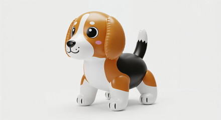 3d inflatable beagle dog toy on white background, generative ai.