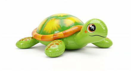 3d inflatable cute turtle toy on white background, generative ai.