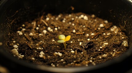 Tiny Sprout Emerging from Soil Seedling Growth