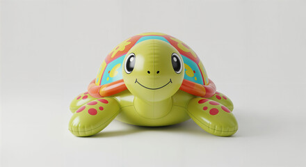 3d inflatable cute turtle toy on white background, generative ai.