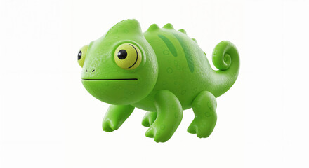 3d inflatable chameleon toy on white background, generative ai.