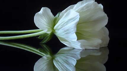 Elegant White Flower Reflection Macro Photography