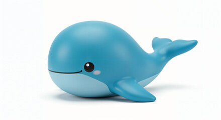 3d inflatable blue whale toy on white background, generative ai.