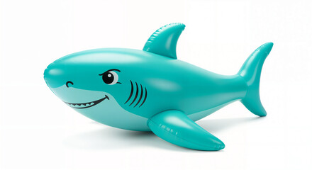 3d inflatable shark toy on white background, generative ai.
