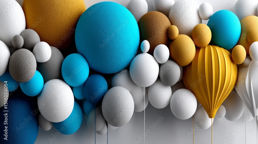 Poster Abstract composition of colorful 3D spheres and balloon elements for modern visual concept background