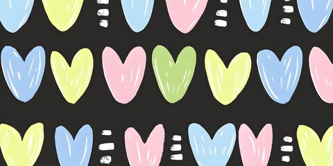 Pastel Hearts Seamless Pattern Background Texture