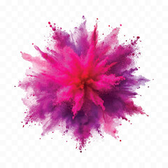 realistic violet lilac color powder dust explosion in different style isolated on a white background
