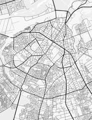 Fez City Map. Minimalist black and white line art poster for printing, wallpaper, wall art for home and office decor