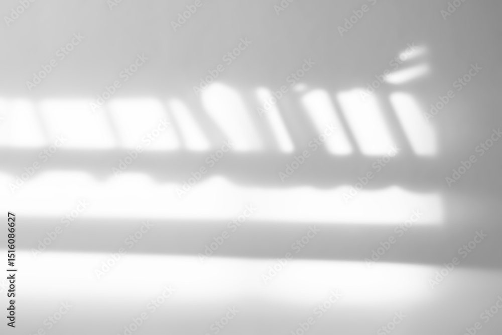 Aufkleber Background Shadow, White light overlay on white wall, Blurred window light with shadow diagonal effect,Abstract background element object for Spring Summer,Overlay on Mockup Product Presentation