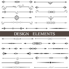 Vector set of calligraphic design elements and page decor