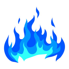 Illustration of stylized fire or flame. Burning blue magic fire or bonfire.