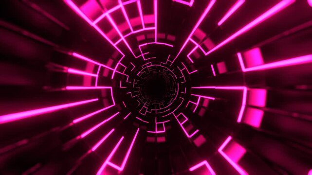 Pink and Orange Endless Tunnel of Neon Pulses Background VJ Loop in 4K