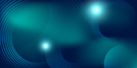Abstract blue background with dynamic circle lines.